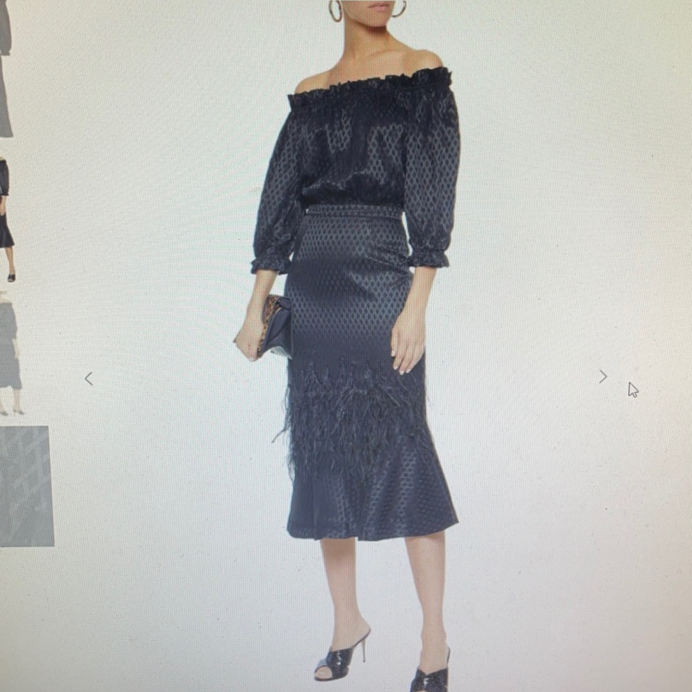 Saloni Grace black midi dress size 6 NWT